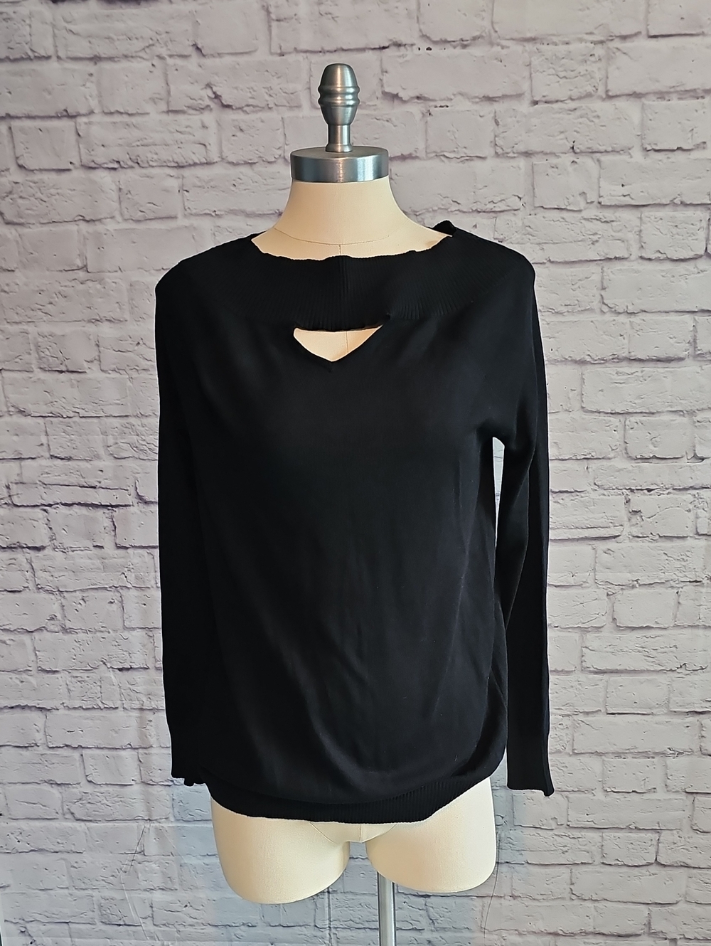 Maurices Black Long-Sleeve Top with Front Cutout
